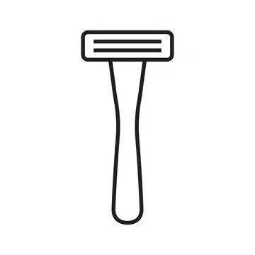 Shaving razor icon. Razor flat line icon. Expanded stroke. Stock Illustration
