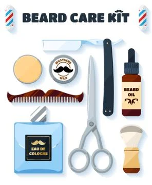 Shaving tools and accessories set for hipsters with soft shadow イラスト素材