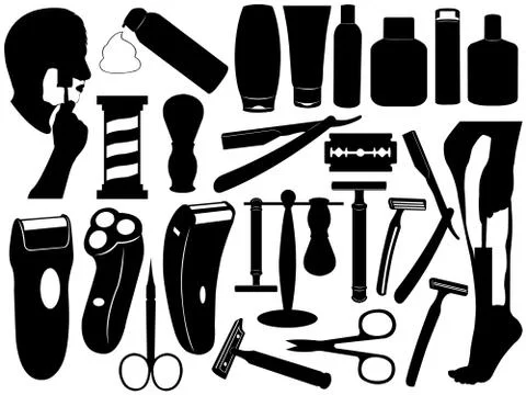 Shaving tools set Stock Illustration