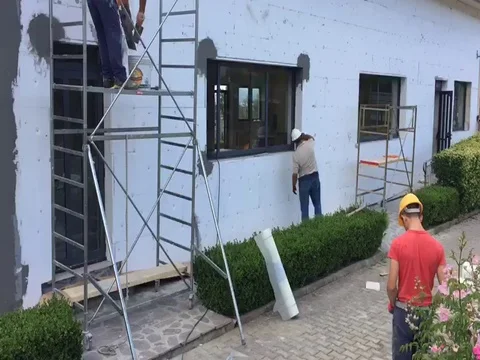  shaving wall with thermal coat time lapse Stock Footage 80466044