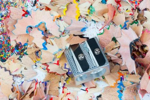 Shavings and sharpener Foto stock