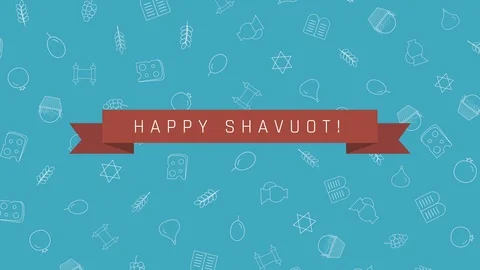 Shavuot holiday flat design animation background with traditional outline ico Stock Footage 89409683
