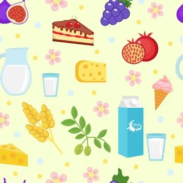 Shavuot seamless pattern backgraund. Vector illustration. Illustrazione stock