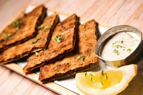 Shawama arrayes with cheese served in dish isolated on background top view .. Foto stock