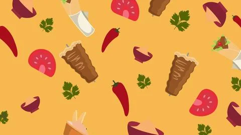 Shawarma and wrap background Stock Illustration