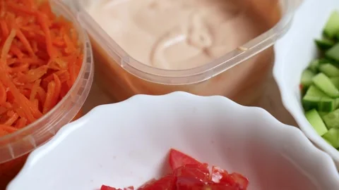 Shawarma cooking ingredients, close-up. Stock Footage 262214829