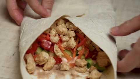 Shawarma cooking process, close-up. Video stock 262214863