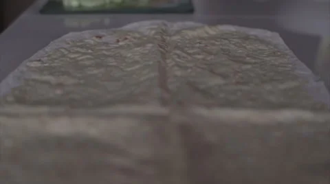Shawarma cooking process, pita smeared sauce Stock Footage 59155744