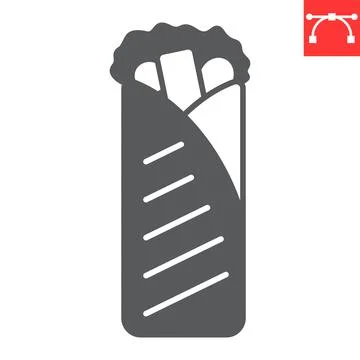 Shawarma glyph icon Stock Illustration