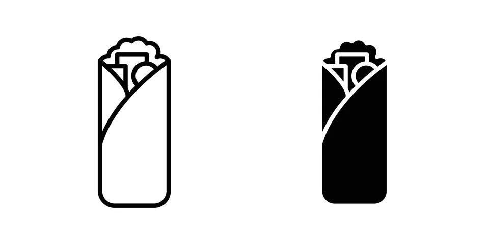 Shawarma icon vector concepts, line and silhouette style Stock Illustration