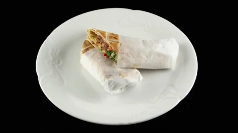 Shawarma with lamb and veal, loop, top view Stock Footage 61709378