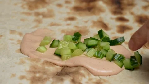 Shawarma preparation process, close-up. Stock Footage 262214848