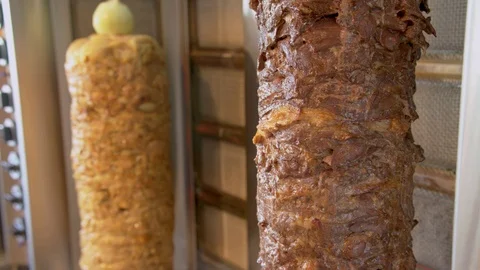 Shawarma rolls being prepared Stock Footage 91951368