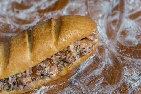Shawarma sandwich in baguette Stock Photos