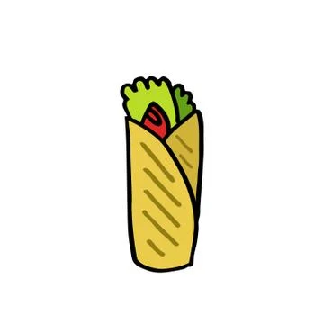 Shawarma sandwich doodle icon, vector color illustration Stock Illustration