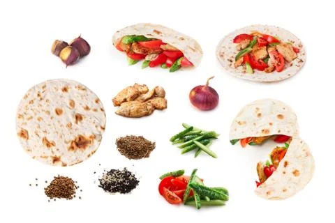 Shawarma set isolated Stock Photos