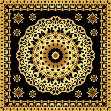 Shawl with circular gold pattern Stockillustratie