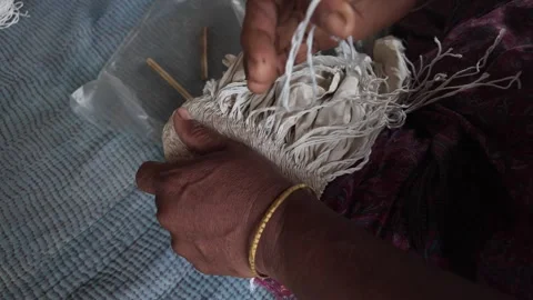 Shawl made with tie-dye resist dyeing technique, Goalpara, Bangladesh Stock Footage 311337759