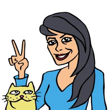 She and Her Cat vector illustration Stock Illustration