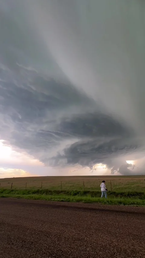 She Cannot Believe This Tornado Is Happening, Beaver County, Oklahoma, USA - 25  Vídeo Stock 339499540