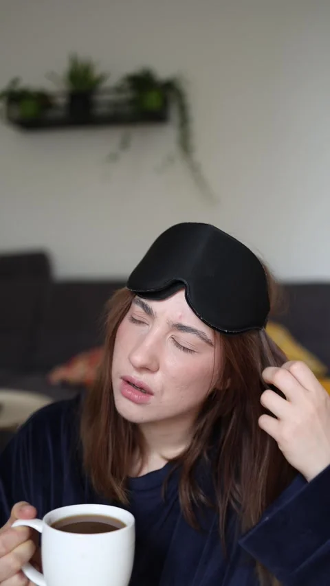 She cannot start the day without coffee Video stock 340087333