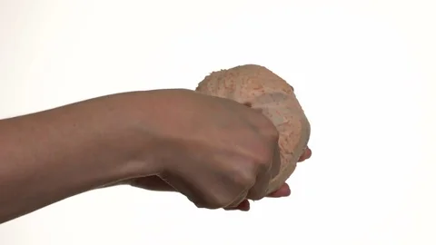She cleans the skin of the grapefruit Video stock 70816872