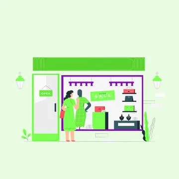 She is doing shopping concept design Stock Illustration