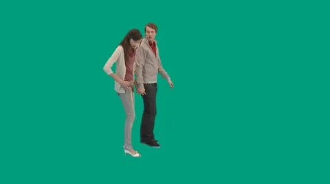 She gets a call and he gets to wait - green screen - pre keyed - MINT.GS Stock Footage 8562236