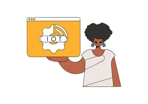 She grasps the Internet of Things logo in her hands. Stock Illustration
