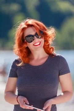 She has fun on a nice day Stock Photos