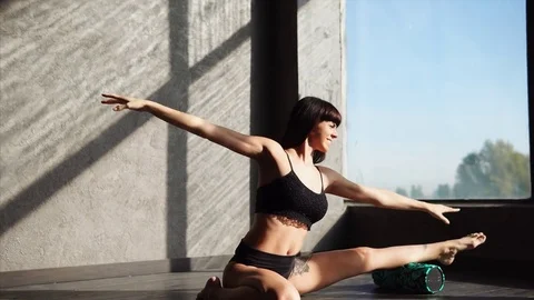 She keeps fit with regular trainings Stock Footage 83079338