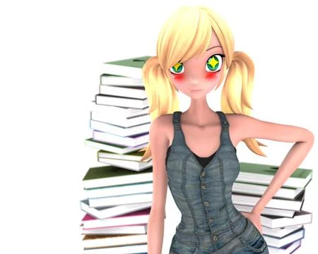 She loves study Stock Illustration