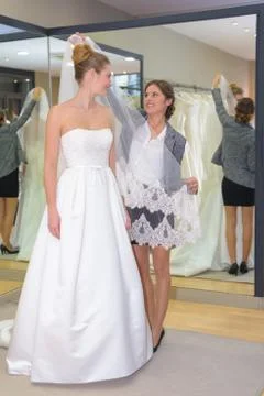She is putting the veil Stock Photos