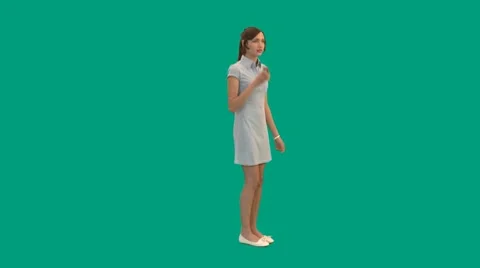 She is talking on her mobile phone - green screen - pre keyed - MINT.GS Stock Footage 8573941