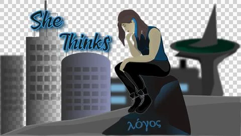 She thinks (transparent) Stock Illustration