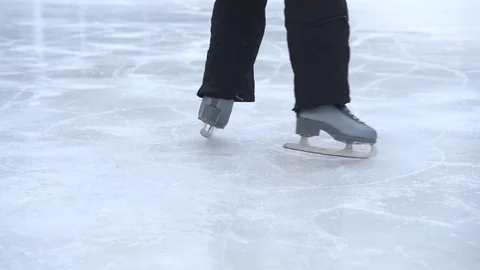 She turned on skates. Slow motion. Stock Footage 71315041