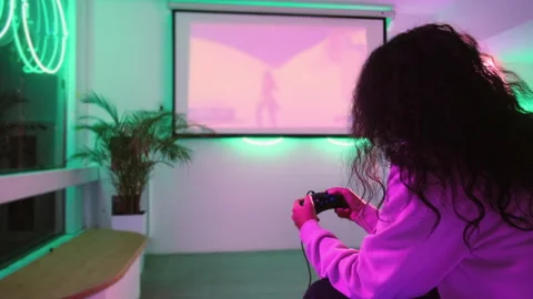 She turned into a virtual warrior Stock Footage 150171364