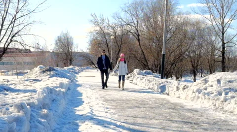 She walks with a guy Stock Footage 61520852