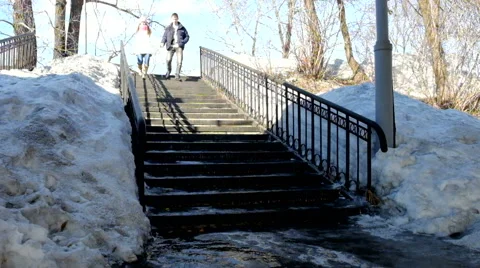 She walks with a guy Stock Footage 61521185