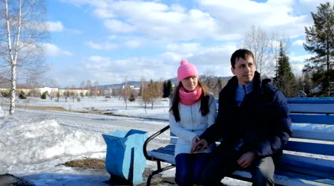 She walks with a guy Stock Footage 61521881