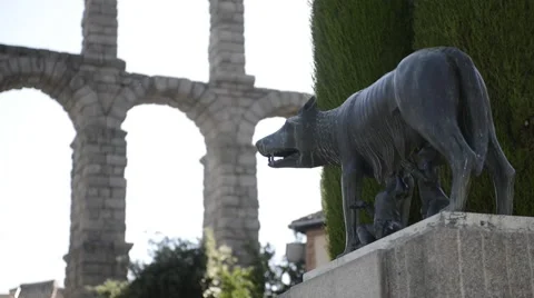 She wolf with Romolo and Remo in Segovia, Spain Stock Footage 41801653