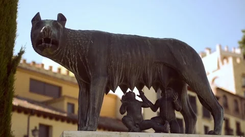 She wolf with Romolo and Remo in Segovia, Spain Stock Footage 41801816