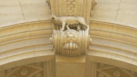 She-wolf with Romulus and Remus sculpture Stock Footage 87642746