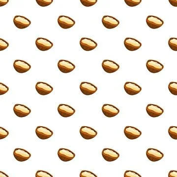 Shea nuts seamless pattern for natural cosmetics ingredient Stock Illustration