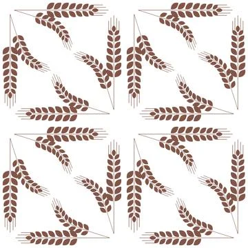 Sheaf ears of wheat brown spikelet seamless pattern illustration Stock Illustration