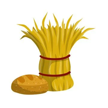 Sheaf of hay. Countryside Stack of wheat ears. Village harvest. Stock Illustration