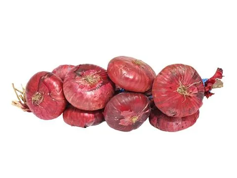 Sheaf of red onion. Stock Photos