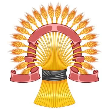 Sheaf of Wheat Surrounded by Ribbon Stock Illustration