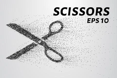 The shear of the particles. The scissors consists of circles and points. Ve.. Illustrazione stock