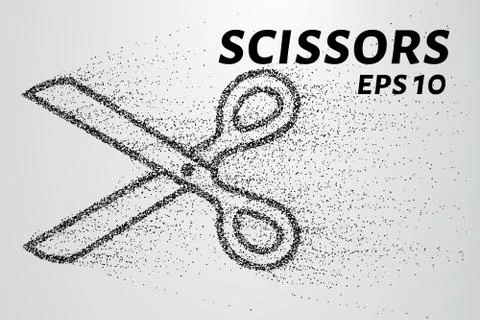 The shear of the particles. The scissors consists of circles and points. Ve.. Stock Illustration